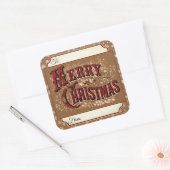 金ゴールドヴィンテージメリークリスマスギフトラベルシール スクエアシール (封筒)
