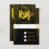 金ゴールドヴィンテージモダンタイポグラフィウェディングRSVP 出欠カード (正面/裏面)