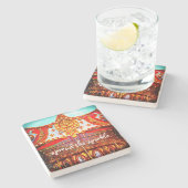 金ゴールドヴィンテージ回転木馬顔スプレッドザスパークル ストーンコースター (横)