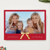 金ゴールドヴィンテージ弓レッドメリークリスマス写真箔 箔シーズンカード