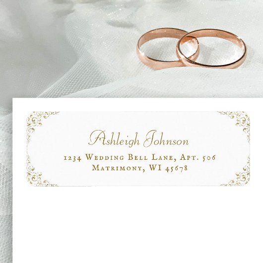 金ゴールドヴィンテージ植物学結婚差出人住所 ラベル