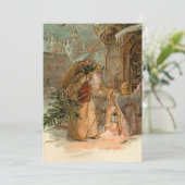 金ゴールドヴィンテージ父クリスマスと天使 シーズンカード (スタンド正面)