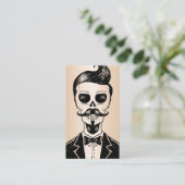 金ゴールドヴィンテージ理容師ショップスカルソーシャルメディア 名刺 (スタンド正面)