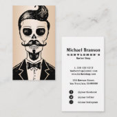 金ゴールドヴィンテージ理容師ショップスカルソーシャルメディア 名刺 (正面/裏面)