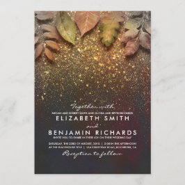 金ゴールドヴィンテージ紅葉エレガントな結婚式 招待状