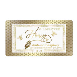 金ゴールドヴィンテージ素朴なミツバチ蜂蜜の枝の瓶ラベル ラベル