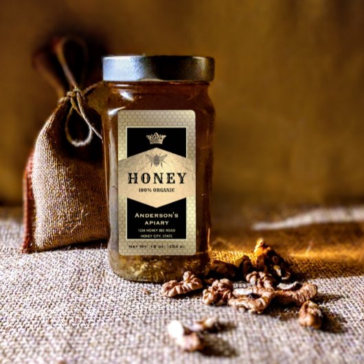 金ゴールドヴィンテージ素朴な女王ミツバチ蜂蜜の瓶ラベル ラベル