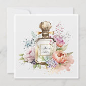 金ゴールドヴィンテージ香水ボトルフラット ノートカード (正面)