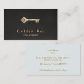 金ゴールドヴィンテージ骨格鍵アンティーク家具販売店 名刺 (正面/裏面)