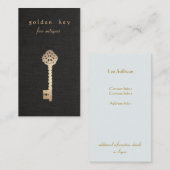 金ゴールドヴィンテージ骨格鍵アンティーク家具販売店 名刺 (正面/裏面)