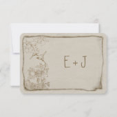 金ゴールドヴィンテージ鳥老パーチメント結婚式の招待 招待状 (裏面)