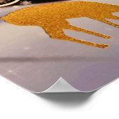 金ゴールドヴィンテージ鹿家族の雪のクリスマスフォレスト ポスター (角)