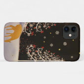 金ゴールドヴィンテージ鹿家族の雪のクリスマスフォレスト Case-Mate iPhoneケース (裏面(横))