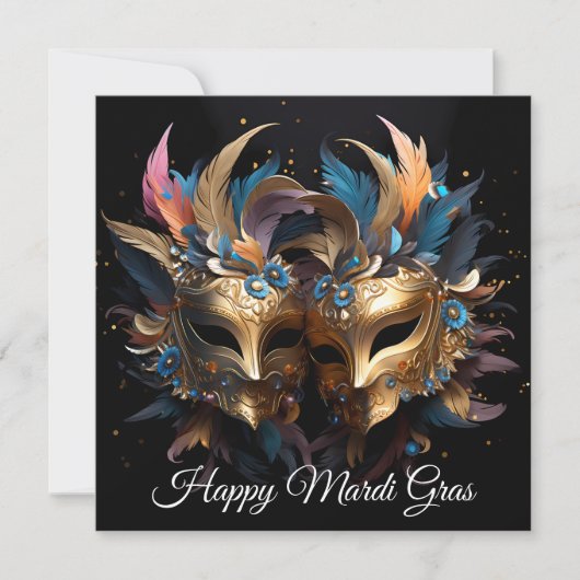 金ゴールドヴェネチアンマスクカーニバルマルディグラ シーズンカード (正面)
