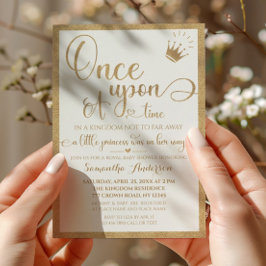 金ゴールド一度の時間にプリンセス赤ちゃんシャワー 招待状