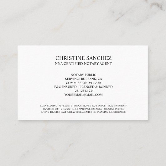 金ゴールド万年筆の公証指針剤 名刺 (裏面)