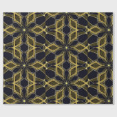 金ゴールド万華鏡のように千変万化するパターンオン黒い布 ラッピングペーパー (フラット)