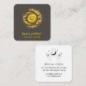 金ゴールド三日月神秘的なロータスアイスペシャルスター スクエア名刺 (正面/裏面)