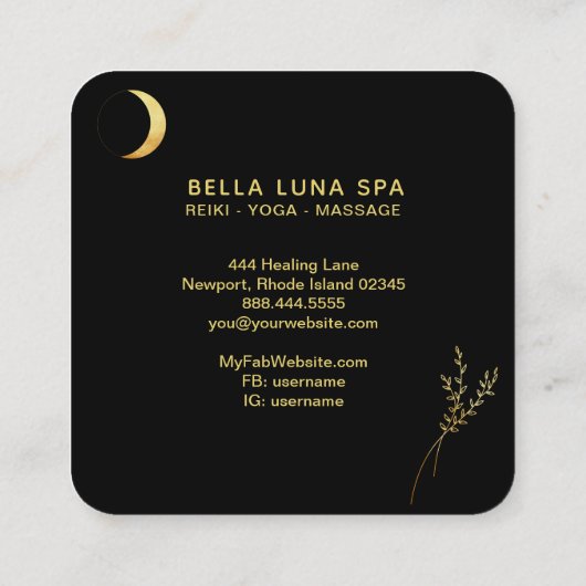 *~*金ゴールド三日月金ゴールドの葉葉の スクエア名刺 (裏面)