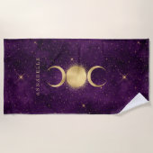 金ゴールド三月紫天パーソナライズされた王 ビーチタオル (正面)