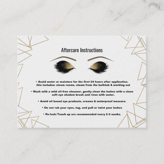 金ゴールド三角形まつ毛は友人アフターケアを参照 紹介カード (裏面)