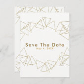 金ゴールド三角形グラムモダン日付の保存 案内ポストカード (正面/裏面)