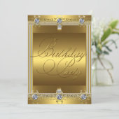 金ゴールド上の任意の年齢の誕生日エレガントパーティー金ゴールド 招待状 (スタンド正面)