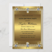 金ゴールド上の任意の年齢の誕生日エレガントパーティー金ゴールド 招待状 (裏面)