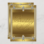 金ゴールド上の任意の年齢の誕生日エレガントパーティー金ゴールド 招待状 (正面/裏面)