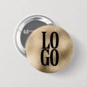 金ゴールド上の会社またはカスタムビジネスのロゴ 缶バッジ (正面&裏面)