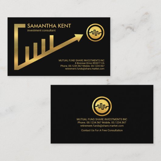 金ゴールド上向き共有グラフフレーム 名刺 (正面/裏面)