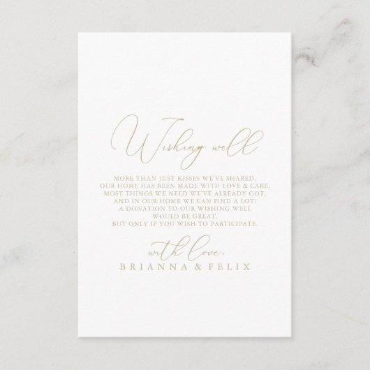 金ゴールド上品なシック結婚ミニマリストの願い井戸 エンクロージャーカード (正面)