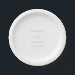 金ゴールド上品シック結婚ミニマリストケーキ ペーパープレート<br><div class="desc">この金ゴールドの上品な結婚ミニマリストのケーキ紙プレートは素朴なウェディングレセプションに最適だ。とシンプルデザインはエレガント、金ゴールド内のクラシックとスクリファンシープトタイポグラフィを備えている。新郎新婦の名前と日付を付け結婚て自分で。</div>