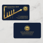 金ゴールド上昇傾向共有グラフフレーム 名刺 (正面/裏面)