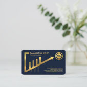 金ゴールド上昇傾向共有グラフフレーム 名刺 (スタンド正面)