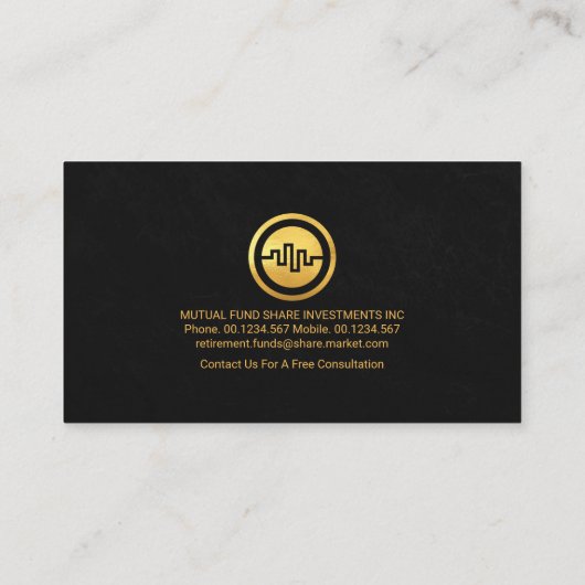 金ゴールド上昇傾向共有グラフ黒グランジ 名刺 (裏面)