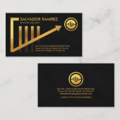 金ゴールド上昇傾向共有グラフ黒グランジ 名刺 (正面/裏面)