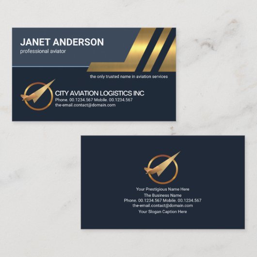 金ゴールド上空線航空物流 名刺 (正面/裏面)