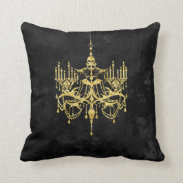 金ゴールド不気味シャンデリアオンブラック |フェイクグリッター クッション