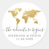 金ゴールド世界地図の冒険が始まる ラウンドシール (正面)