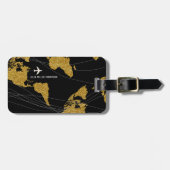 金ゴールド世界地図エレガント国際的旅行 ラゲッジタグ (正面横)