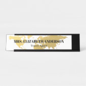 金ゴールド世界地図旅行会社 デスクネームプレート (正面)