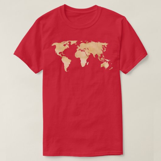 金ゴールド世界地図 Tシャツ (デザイン正面)