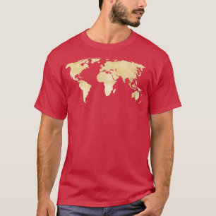 金ゴールド世界地図 Tシャツ