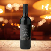 金ゴールド並結婚びフローラワインラベル2 ワインラベル