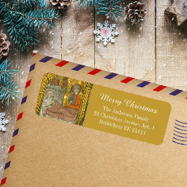 金ゴールド中世クリスチャン・メリークリスマス出生 ラベル