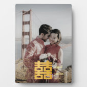 金ゴールド中国のの結婚写真 フォトプラーク (正面)