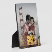 金ゴールド中国のの結婚写真 フォトプラーク (側面)