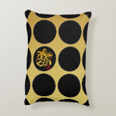 金ゴールド中国のカットドッグブラックドットアクセントピロー アクセントクッション (裏面(縦))