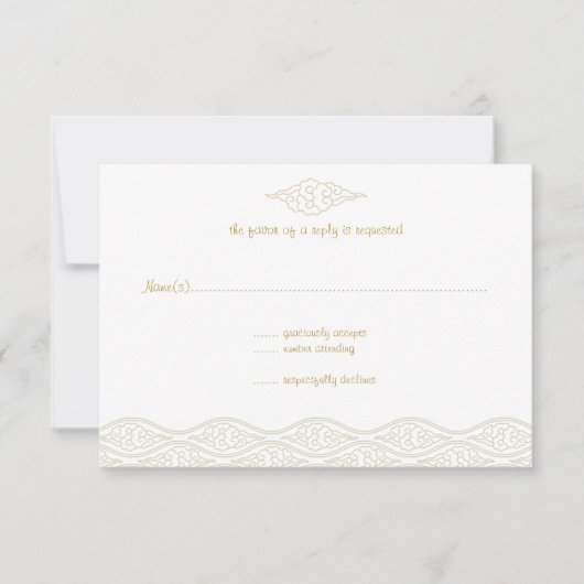 金ゴールド中国のクラウドウェディングRSVPカード 出欠カード (正面)